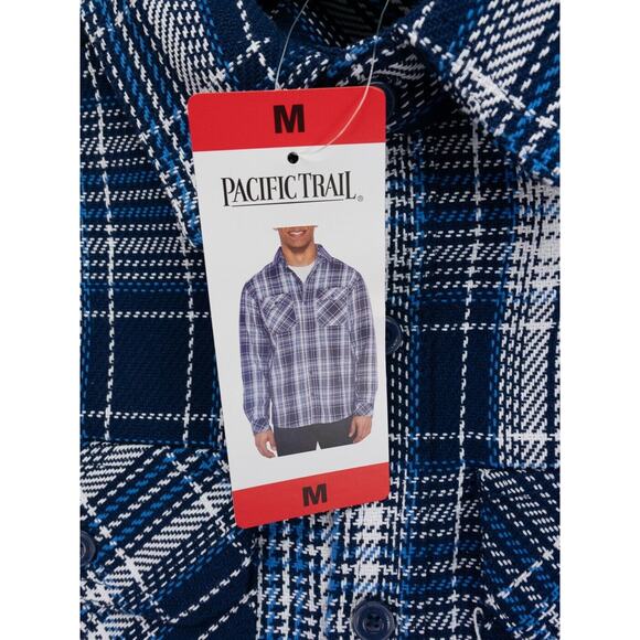 Pacific Trail Shirt Mens Medium Blue Plaid Blanket Flannel Cabincore NWT IO2-04 - Picture 8 of 14